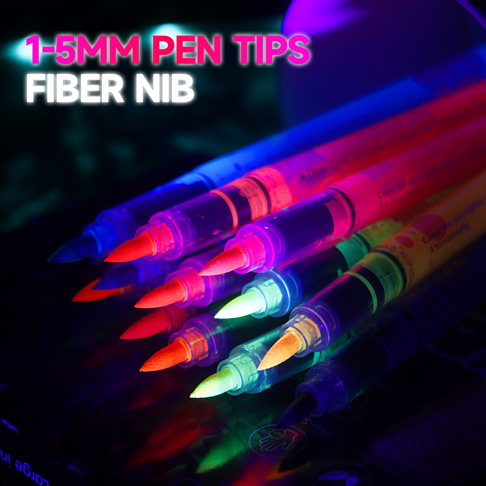 Ventas transfronterizas calientes líquidas directas pen luminiscente UV acuarela pen concierto pen marcador de pintura corporal de Halloween en stock