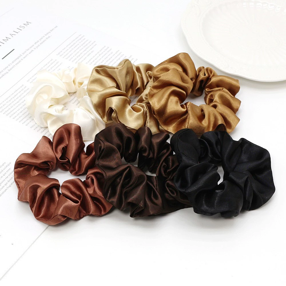 Hair Scrunchie Set, European Style, Satin Fabric, Simple Elegant Design, 6-Color Options