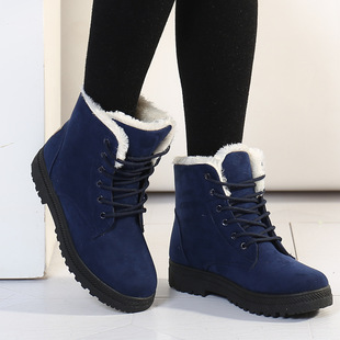 wish Amazon winter New snow boots women's cross-border plus size warm women's boots flat heel women's cotton-padded shoes wholesale