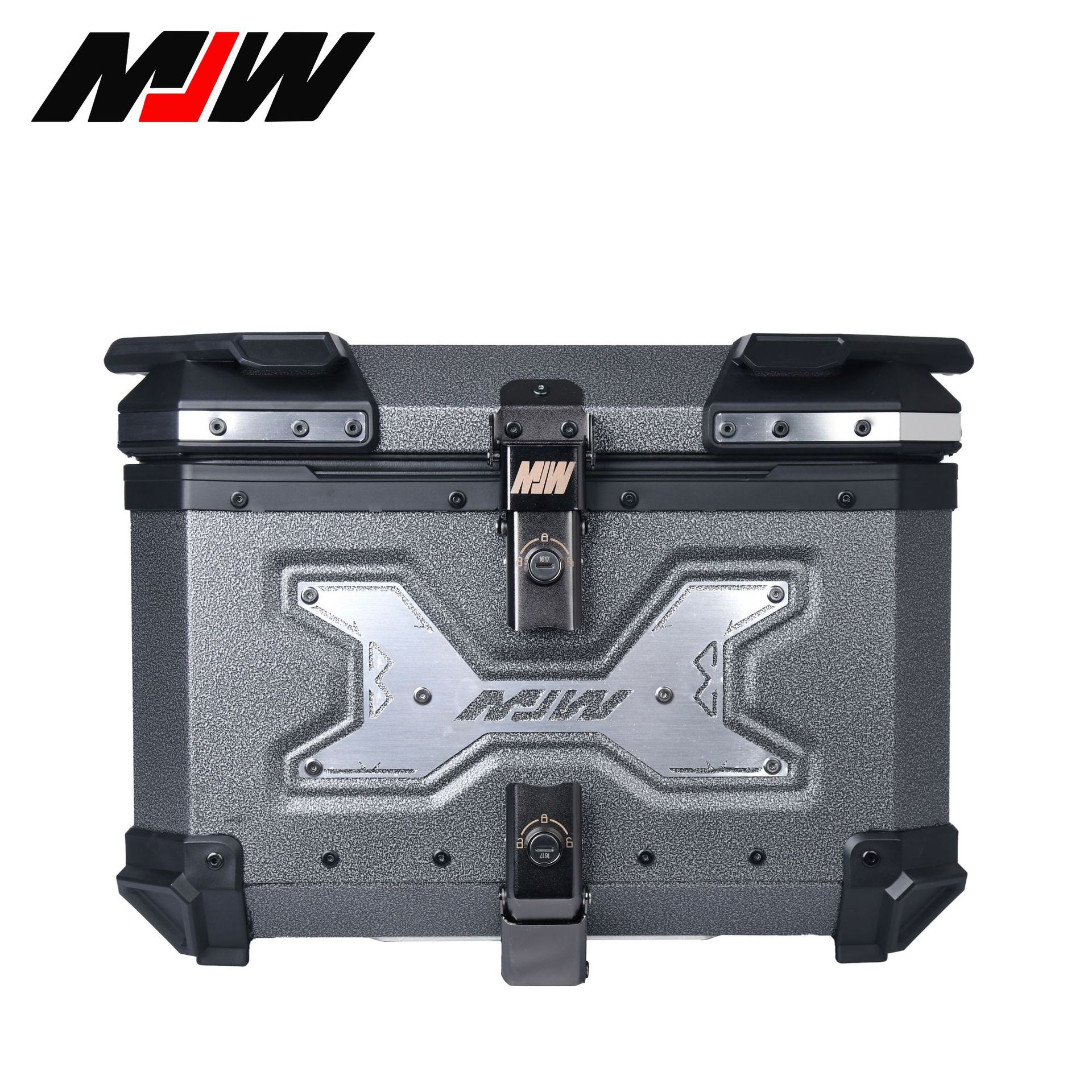 Motocicleta explosión plata caja de cola 45L aleación de aluminio desmontaje rápido scooter Maverick 9 coche eléctrico maletero de almacenamiento