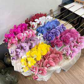 3D蝴蝶兰仿真花胶片家居酒店跨境婚房装饰婚庆布置花假花干花