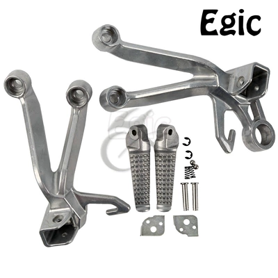 Motorcycle Suitable for Suzuki Gsxr1000 2003-2004 Rear Pedal Assembly Pedal Bracket (Motorcycle pedals) - matte-silver