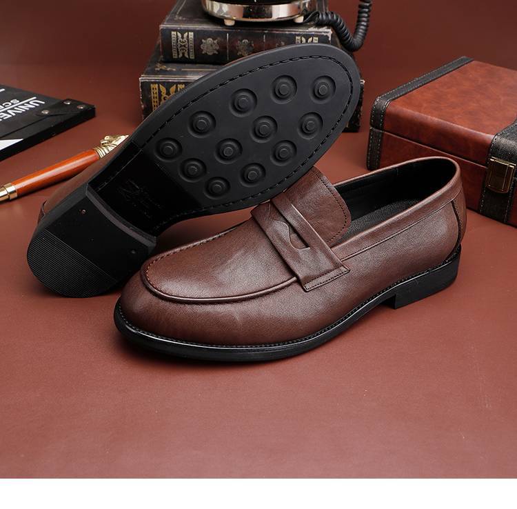 Neue waschen vintage pferd leder schuhe eine slip-auf bean schuhe herren schuhe licht luxus high-end gerade leder schuhe leder laufsohle_voghion.com