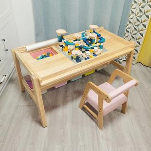 Children's Toy Table Multi-Functional Game Learning Solid Wood Painting Table Building Blocks Handmade Sand Storage Table High