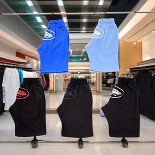 New High-Quality American Street Hip-Hop Printed Knitted Shorts Men's Trendy Summer Loose High Street Mid-Length Pants