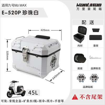 Motorcycle trunk, No.9 MzMAX electric vehicle and - mzmax-pearl-white-520p-double-black-backrest-lining