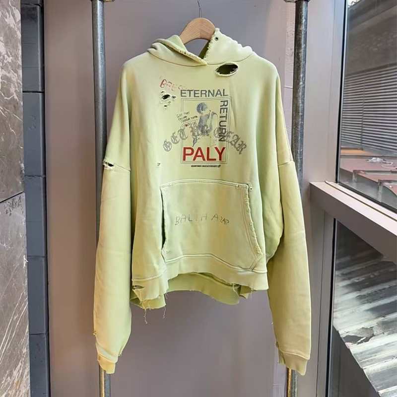 Paly Hollywood Eternal Reincarnation Slogan Rhinestone Distressed Hoodie Unisex Trendy Paly Hollywood Eternal Reincarnation Slogan Rhinestone Distressed Hoodie Unisex Trendy