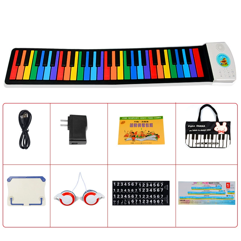 Handheld piano, folding rainbow synthesizer, practice, 49 keys, for beginners