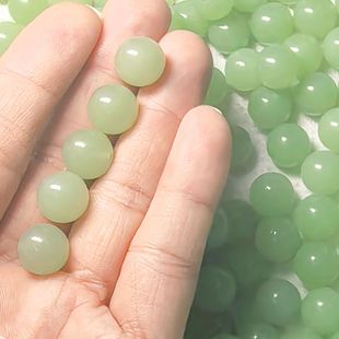 Glass Sapphire Perforated Loose Beads Imitation Hetian Jade Round Beads DIY Jewelry Beading Accessories Spot Wholesale Cross-Border Dropshipping