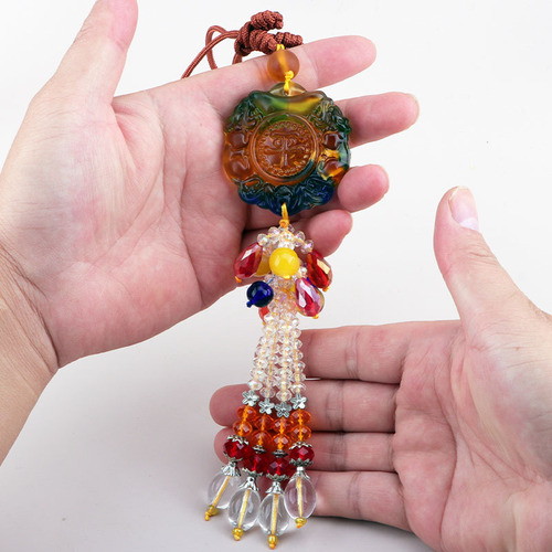 In and out of Ping An car pendant, in-car Ping An Talisman crystal pendant, car Kuaishou rearview mirror pendant