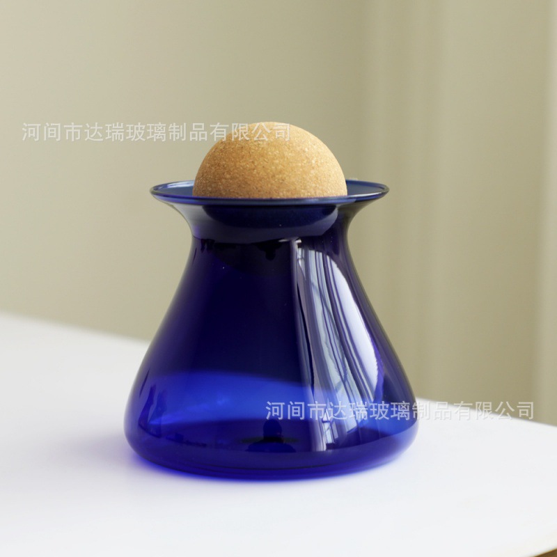 Frasco de almacenamiento de vidrio resistente al calor con tapón de corcho colorido, frasco sellado para té perfumado, frasco para té, granos, artículos de cocina, botella pequeña