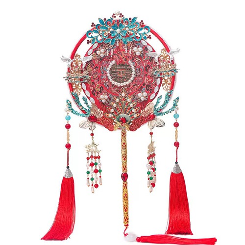 Bridal round fan, ancient style Xiuhe round fan, wedding finished round fan, DIY Xiuhe fan wholesale