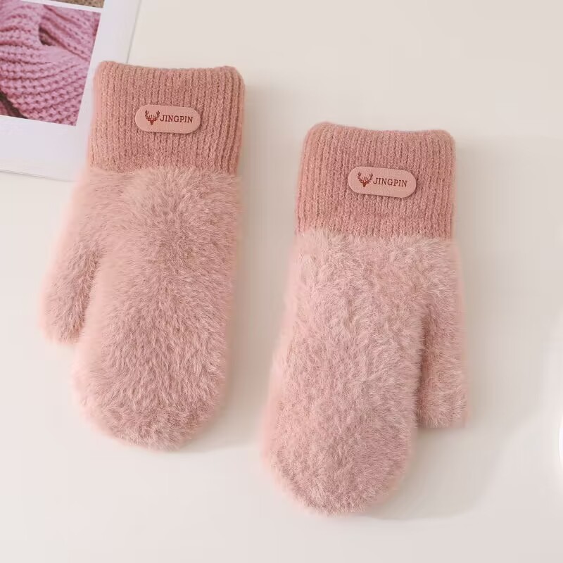 ぬいぐるみ手袋女子学生秋冬保温かわいいベルベット厚いシンプルなカップル自転車防風防寒手袋|undefined