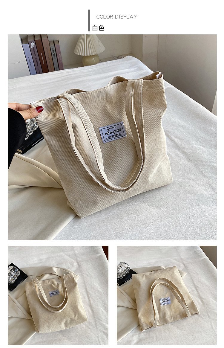 Bolso Tote de Pana para Mujer, Estilo Urbano Simple, Nueva Moda Primavera 2023, Gran Capacidad, Bolso de Hombro, Bolso Bandolera