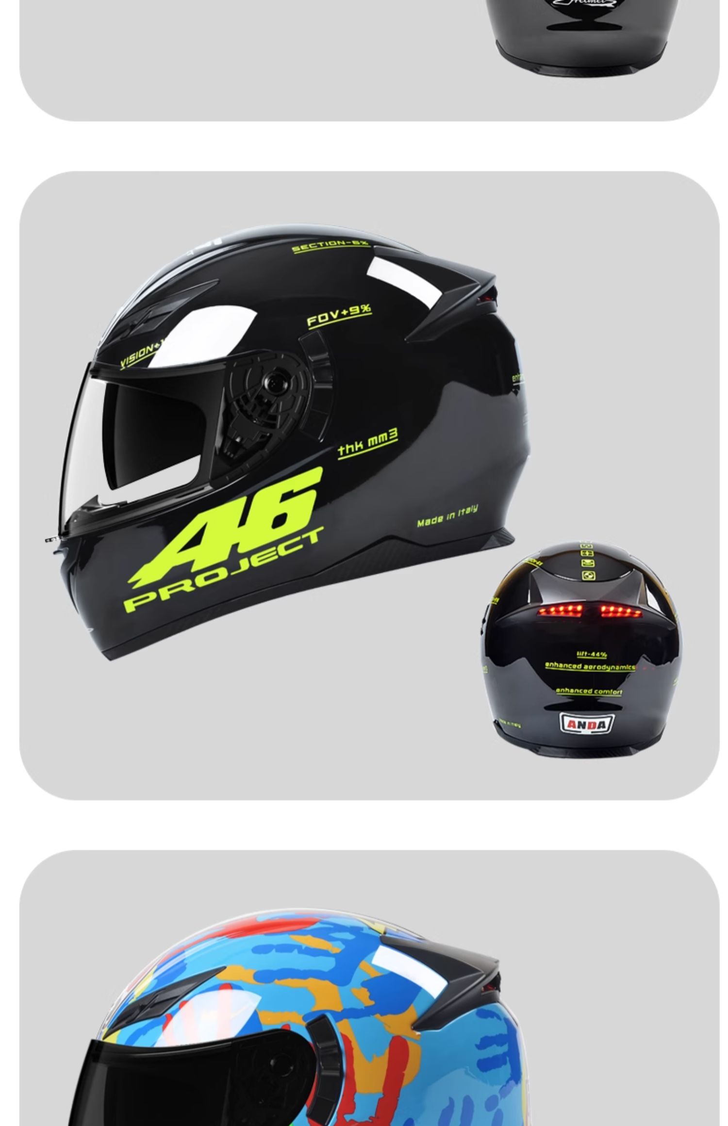 AD Motorcycle Safety Helmet 3C Certified with Tail Light
