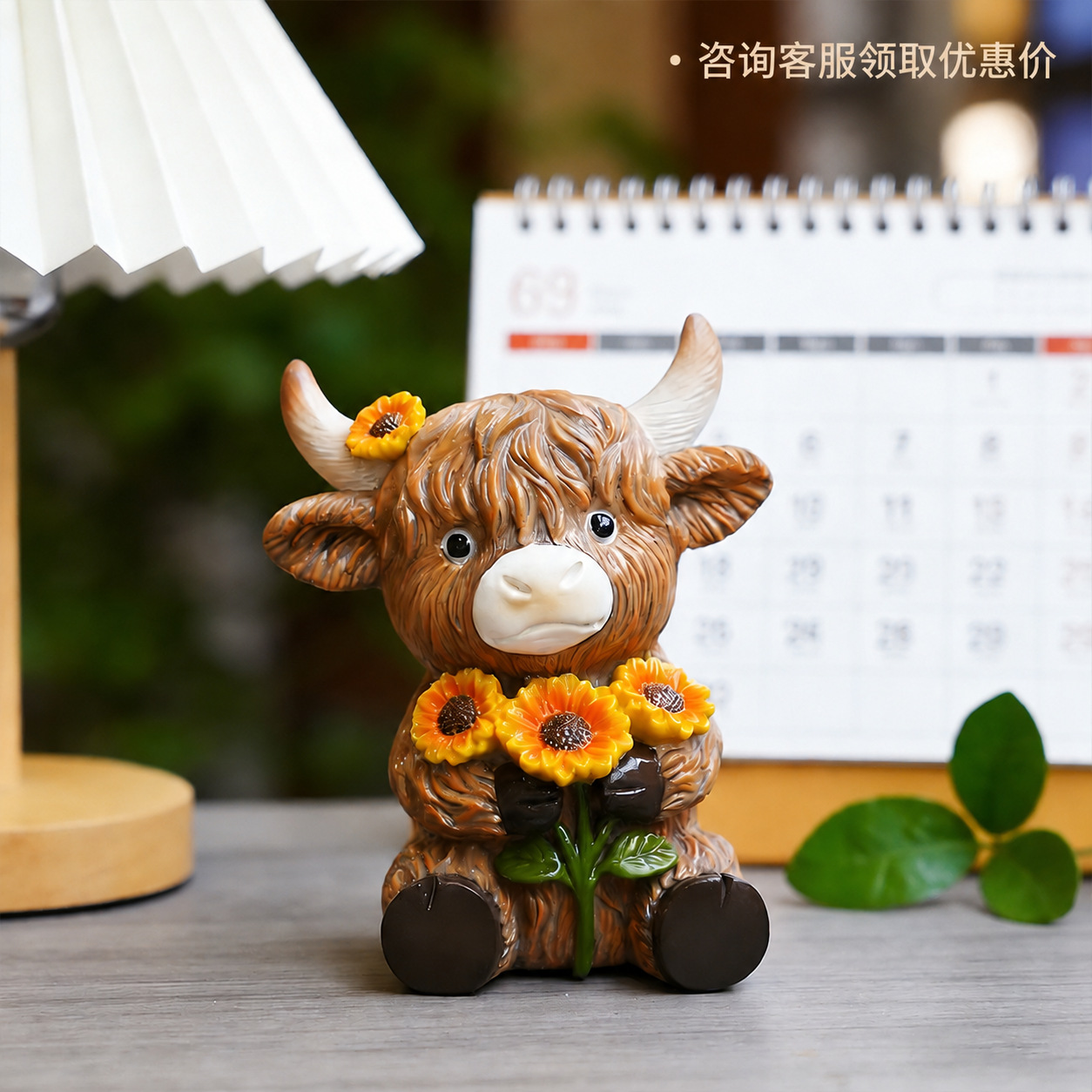 Cross-Border New Product Garden Outdoor Highland Cow Statue Resin Crafts Ornaments Creative Home Holiday Decoration Gifts