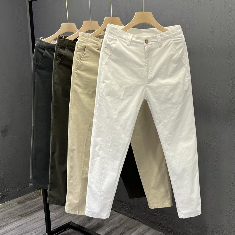 Vintage Cotton Overalls Autumn and Winter Men's Loose Casual Pants Outdoor Straight Pants plus size Men's Business Pants