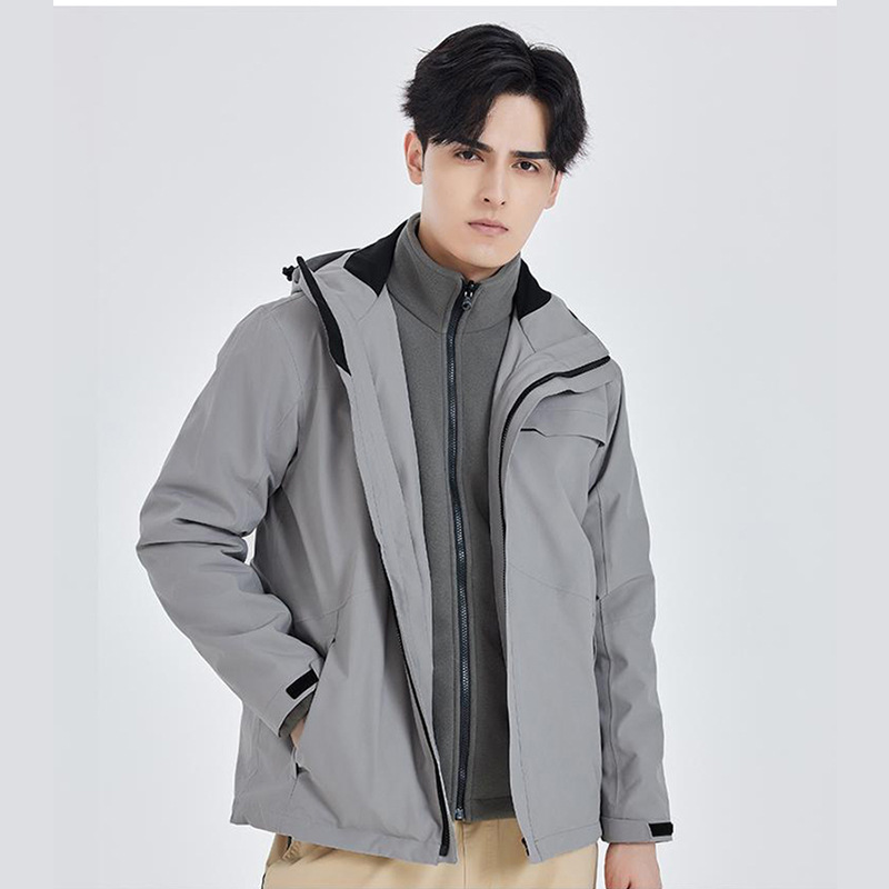 Chaqueta exterior de sellado térmico tres en uno con logotipo impreso personalizado de doble cara polar cálido chaqueta impermeable de negocios de alta gama