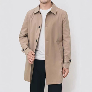 Spring and Autumn New 2025 Casual Men's Coat Mid-length Fashion Lapel Coat Coat Business Coat