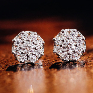Cultured Diamond Earrings for Women, 18K Gold Fairy Earrings, White Elegant, High-End, Versatile and Fashionable Valentine's Day