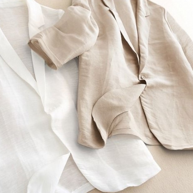 Damen Sommer Blazer Leicht Aus Baumwolle Seide Und Leinen_voghion.com