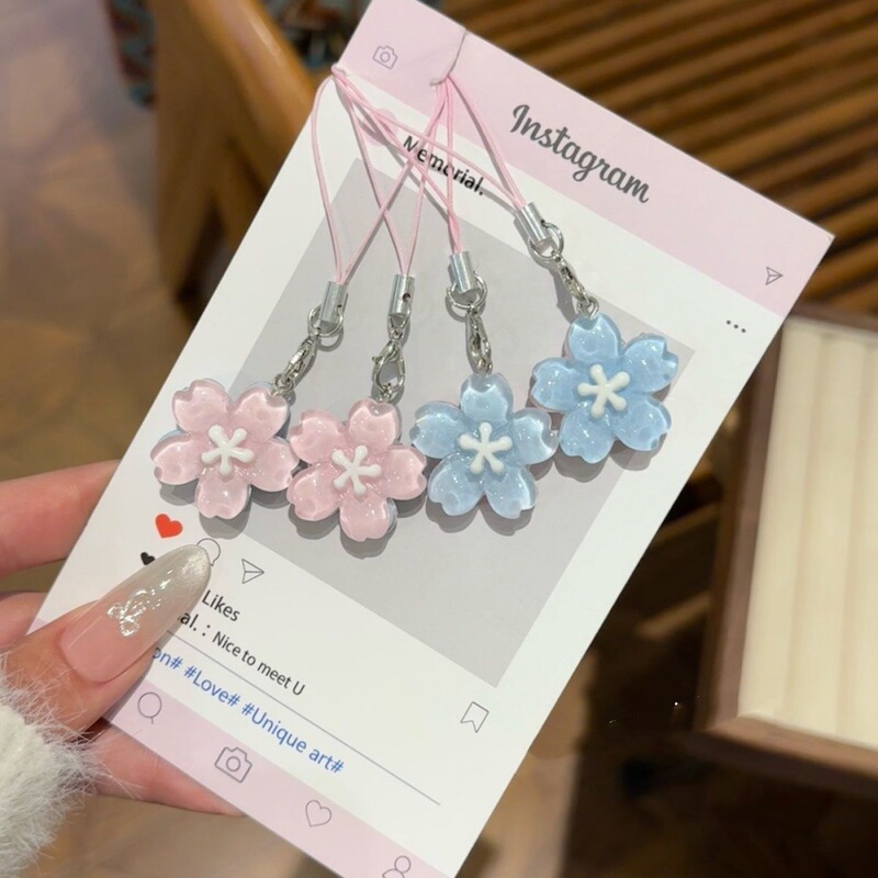 Romantic jelly cherry blossom mobile phone chain cute girl heart gentle transparent color flower pendant couple girlfriends schoolbag accessories Romantic jelly cherry blossom mobile phone chain cute girl heart gentle transparent color flower pendant couple girlfriends schoolbag accessories