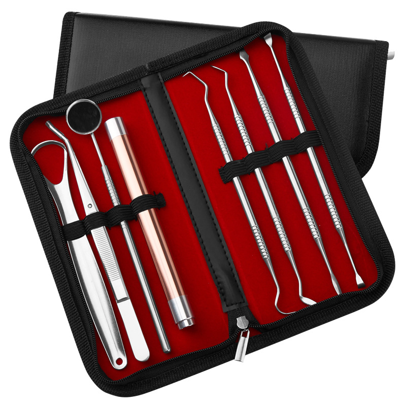 厂家现货不锈钢牙科工具8件套 牙结石去除器口腔清洁美白牙齿套装