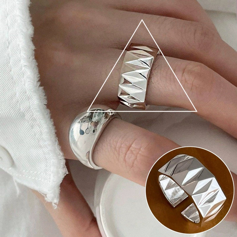 Las mujeres de estilo coreano S925 plata tridimensional anillo encantador retro de moda elegante carta anillo abierto hip hop anillo de dedo índice moda