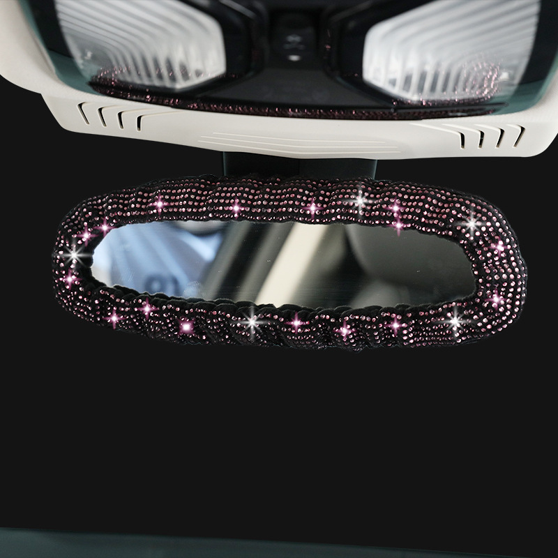 Suministro transfronterizo de diamantes de imitación completo diamante coche retrovisor espejo cubierta diamante-incrustado coche de moda interior espejo retrovisor cubierta interior