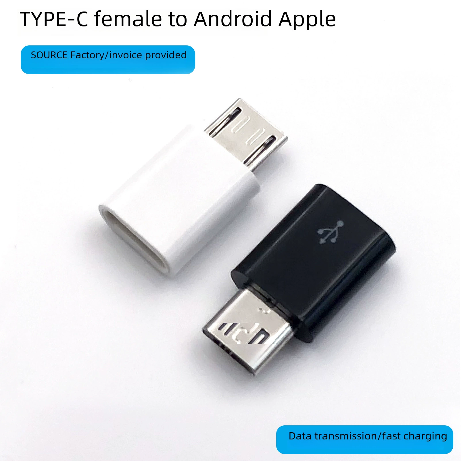 Переходник с Type-C на Micro USB (Micro v8) для Android OTG, подходит для подключения к Apple через адаптер