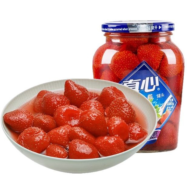 真心水果草莓葡萄罐头880g即食新鲜水果草莓葡萄罐头糖水聚餐送礼