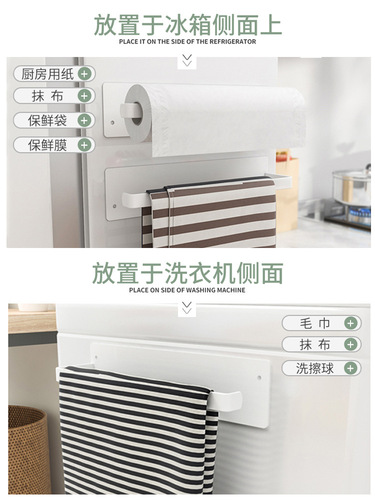 Refrigerator magnet paper towel holder kitchen storage magnetic towel rack plastic wrap holder roll paper holder Amazon best seller