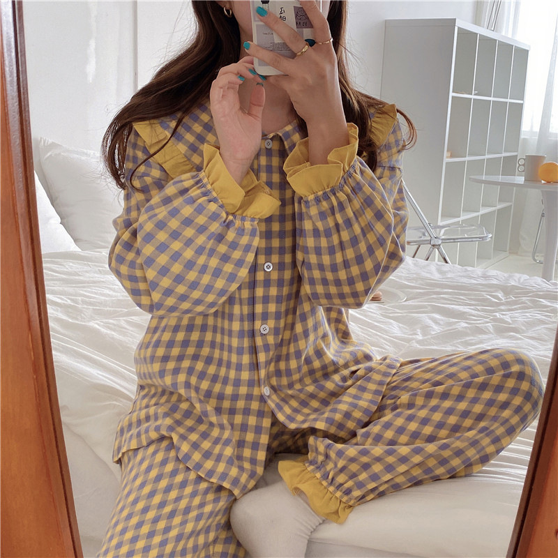 Princess Wind Pajamas Women Spring And Autumn Long-Sleeved Trousers Casual Loose Cute Can Wear Two Sets Of Home Clothes Women's Winter