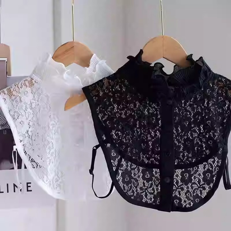 New Lace Fake Collar Autumn and Winter All-match Base-coat Collar Black White Shirt Hollow Inner Fake Collar Children
