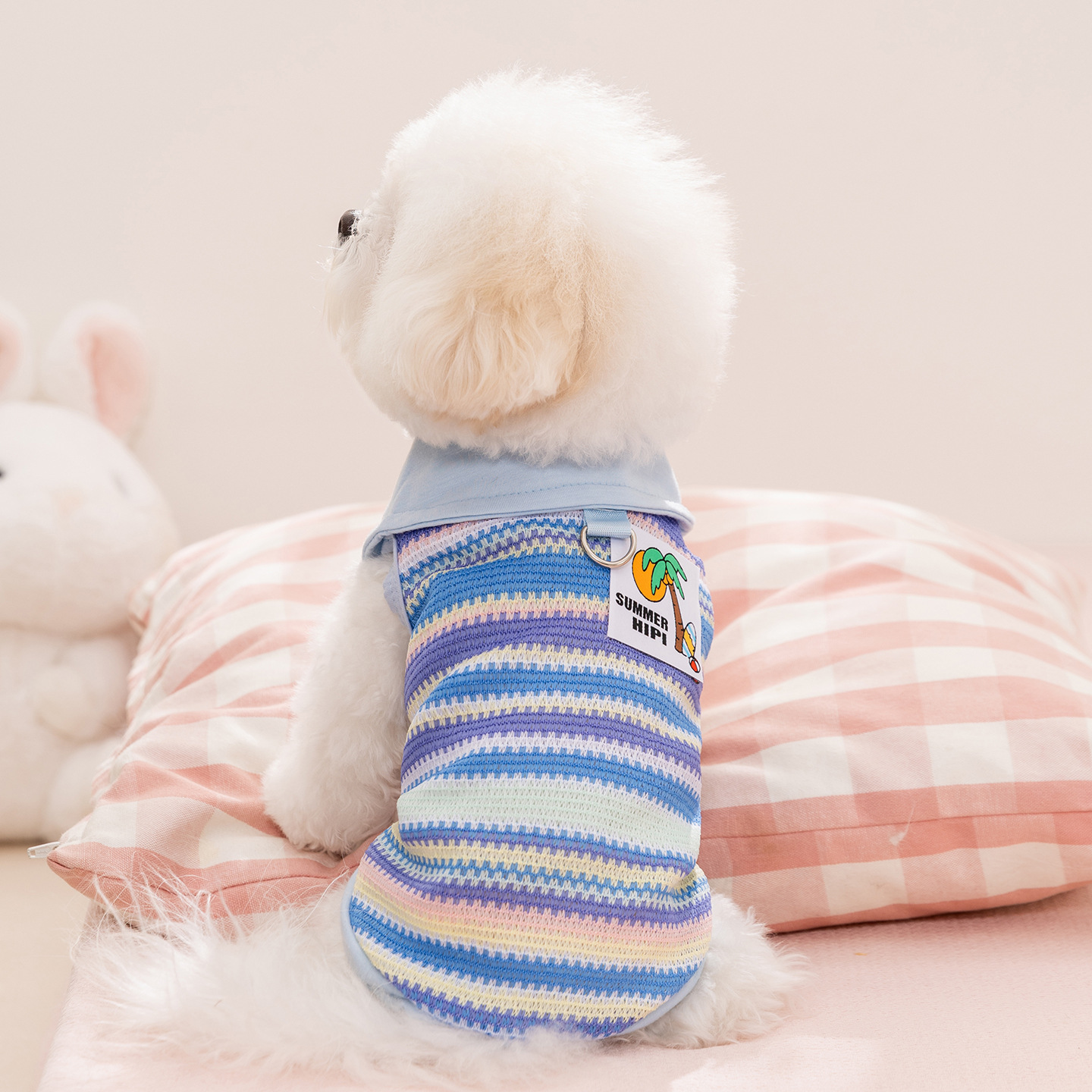Primavera y verano, playa de viento pastoral, camisa polo delgada, chaleco hueco transpirable, ropa de perros pequeños y medianos, ropa de mascotas