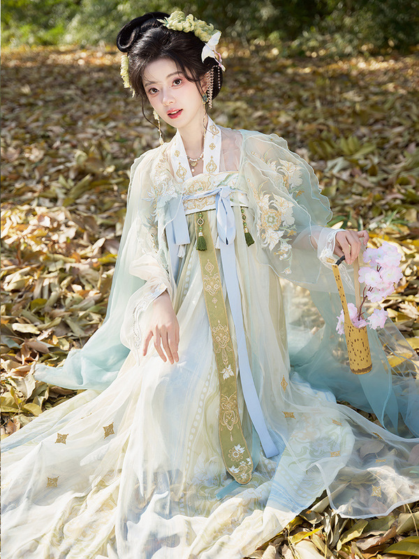 [蘭の春の目覚め] オリジナル漢服女性マント重工業刺繍スカート中国風唐改良春夏スタイル|undefined