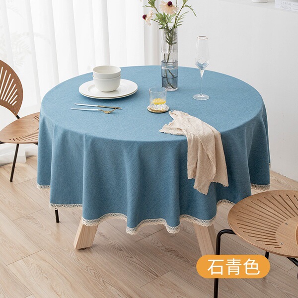 圆形桌布防水防油防烫仿棉麻免洗酒店大圆桌餐桌布台布布艺轻奢