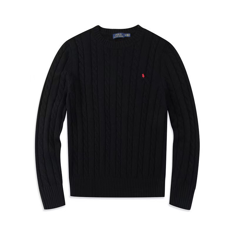 Three-Label Classic Cable-Knit Round-Neck Sweater with Pony Logo Embroidery Three-Label Classic Cable-Knit Round-Neck Sweater with Pony Logo Embroidery