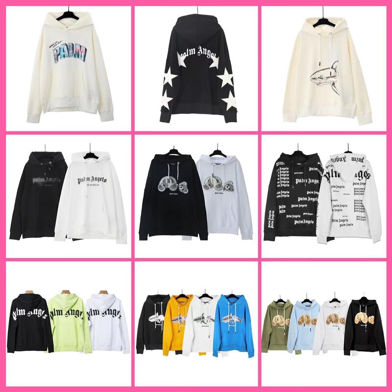 Wholesale Cross-border Trendy Brand Palm Black and White Broken Head Bear Embroidered Hooded Sweater Men's and Women's Casual Loose Hoodie Jacket