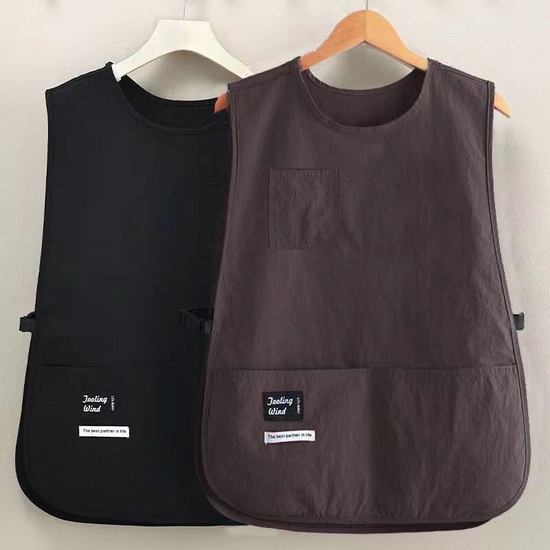 Korean-Style Household Kitchen Apron, Water-Resistant, Breathable Vest, Oversized Waist Apron, Unisex, Suitable for Coffee Shop Workwear