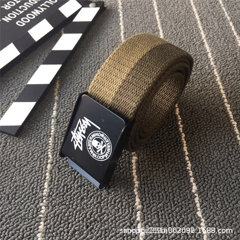 1 cinturón de lona estilo coreano para hombres cinturón de hebilla automática para jóvenes estudiante desnudo de moda simple de moda versátil calle