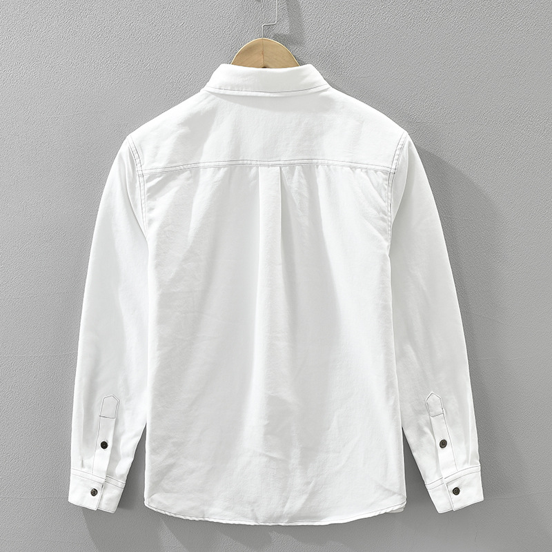Camicia casual da uomo a maniche lunghe in stile workwear_voghion.com