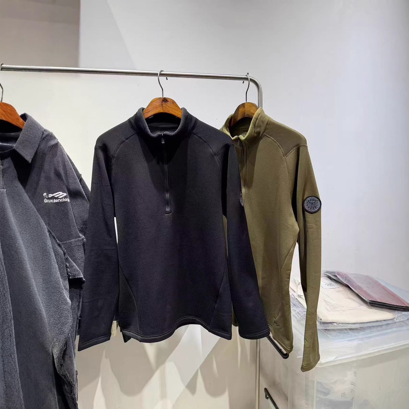 2025 New Cross-Border Outdoor Knitwear, Warm and Breathable Half-Zip Long-Sleeved Stand-Up Collar Base Knitwear