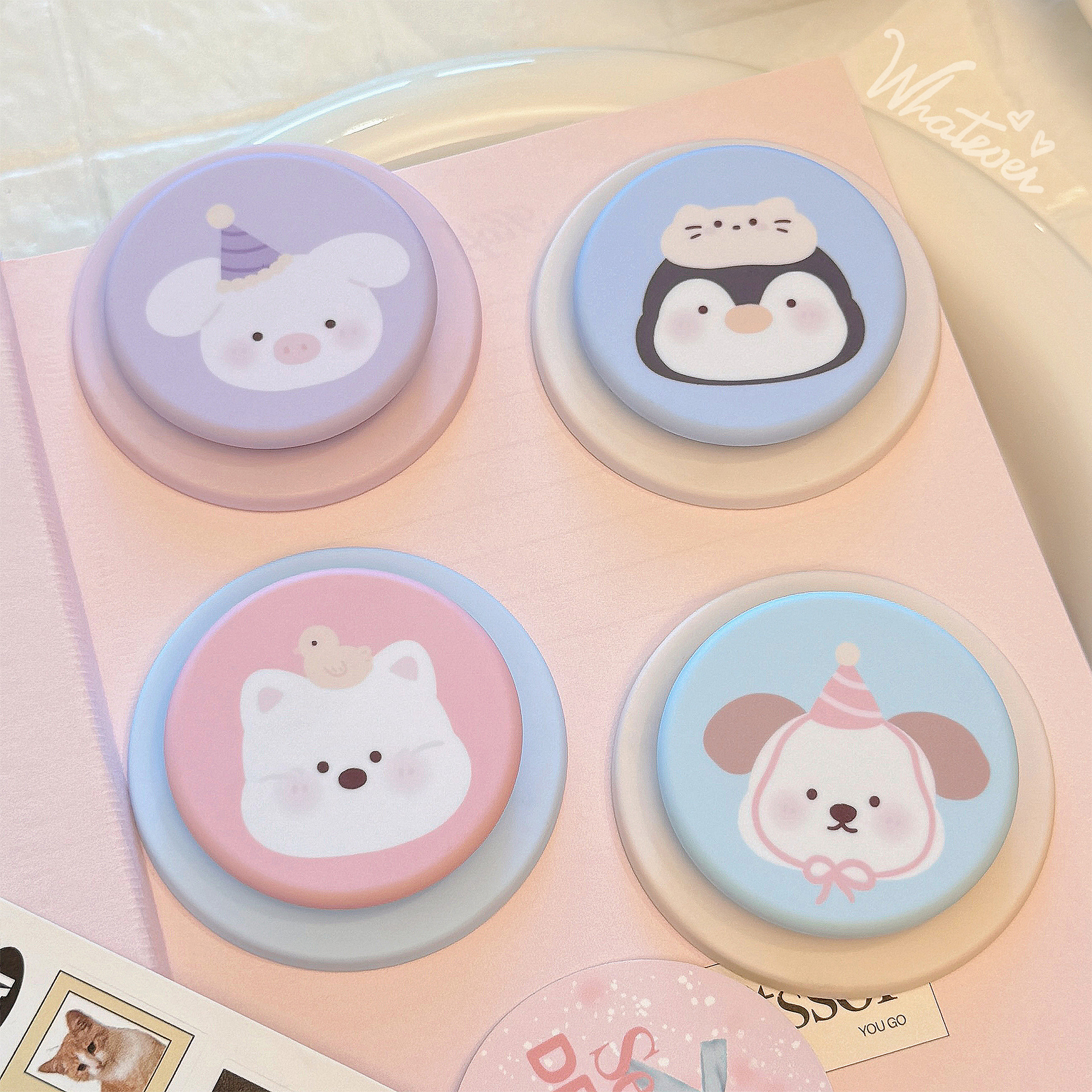 Dibujos animados de nicho para Magsafe soporte magnético película pequeño animal soporte de airbag de teléfono móvil retráctil portátil