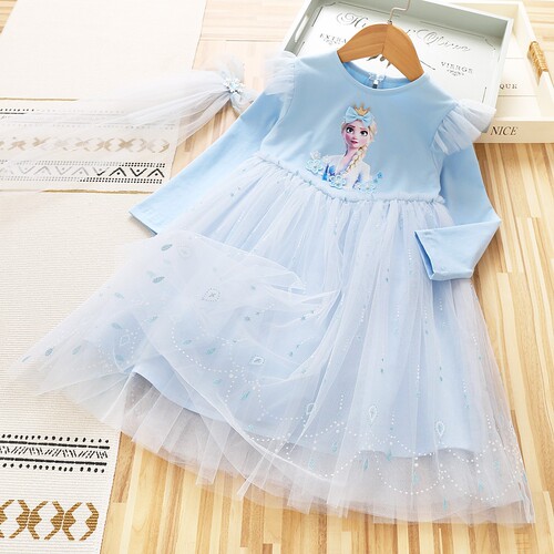 Little Girls' Summer Dress Korean Version Stylish Frozen Elsa Princess Dress Formal Dress Factory Wholesale Princess Dress