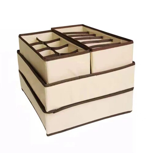 Cross-border Japanese-style home storage non-woven fabric four-piece set storage box fabric storage box bra and underwear organizer