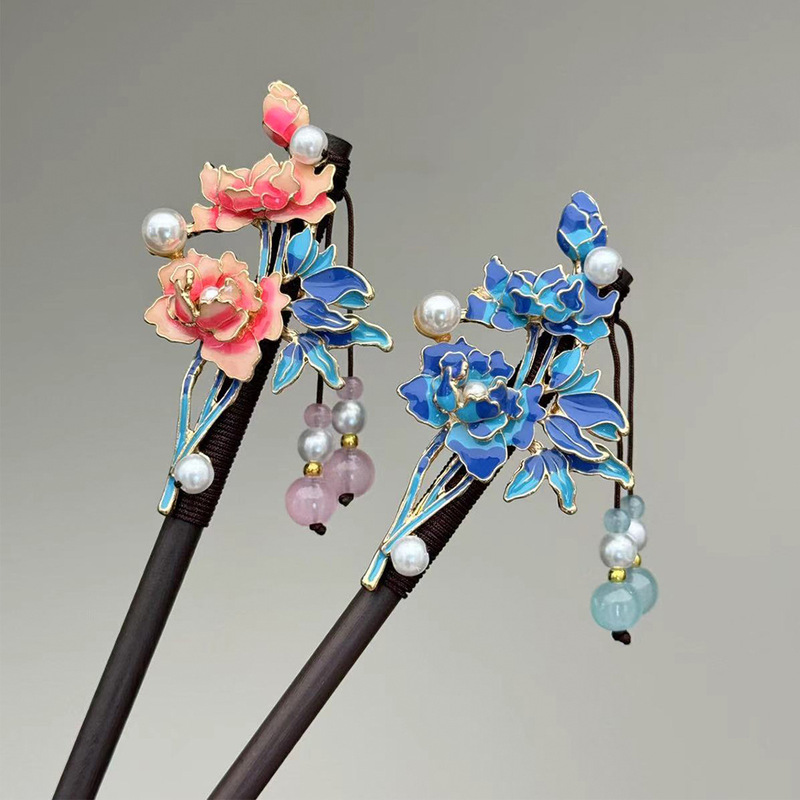 New Chinese Style Antique Peony Flower Hairpin Hanfu Headwear Beautiful Hairpin All-match Disc Hair Cheongsam Elegant Wooden Hairpin New Chinese Style Antique Peony Flower Hairpin Hanfu Headwear Beautiful Hairpin All-match Disc Hair Cheongsam Elegant Wooden Hairpin