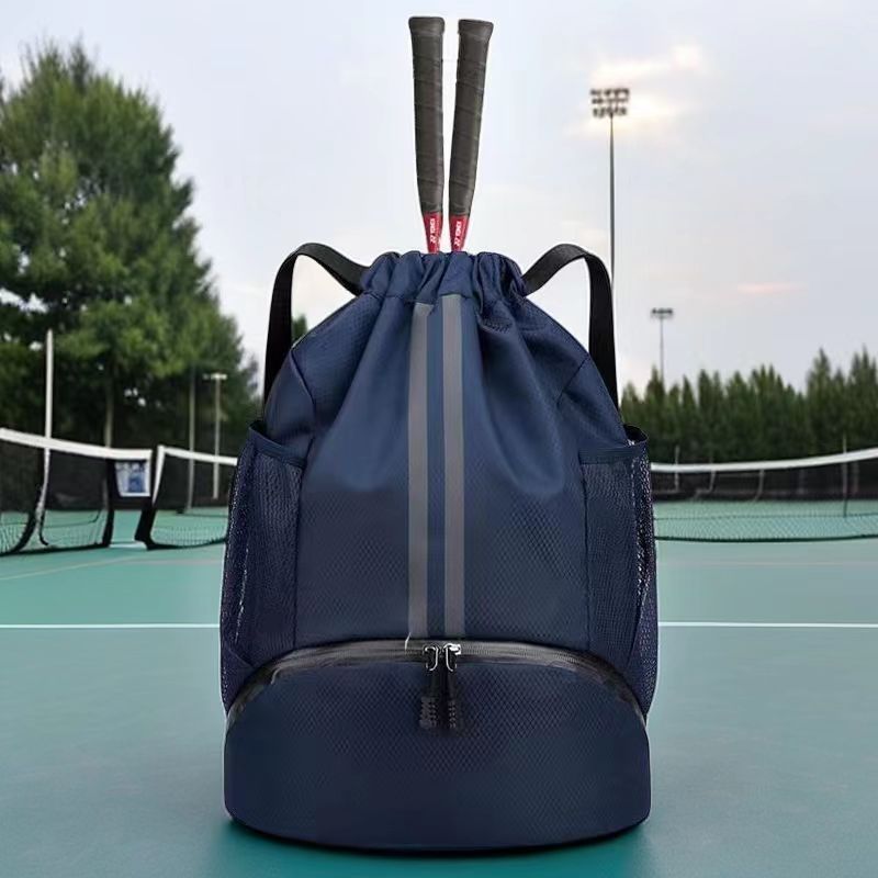 バドミントンラケットバックパックバスケットボールサッカーバッグ水泳フィットネススポーツバックパック巾着バックパックポータブル|undefined