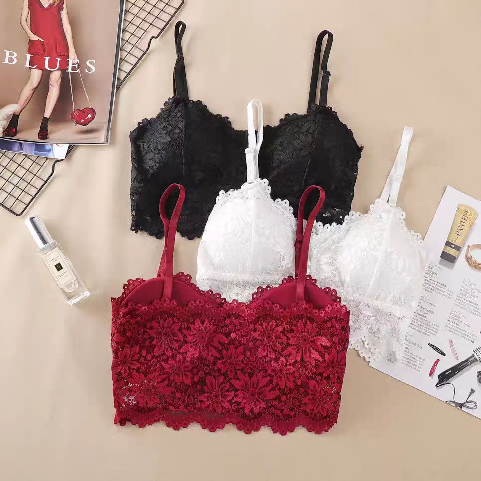 Beautiful Back Lace Wrap Top Sexy Bandeau Base Thin Layer Camisole Short Style Vest Style Student Girl Bra内衣