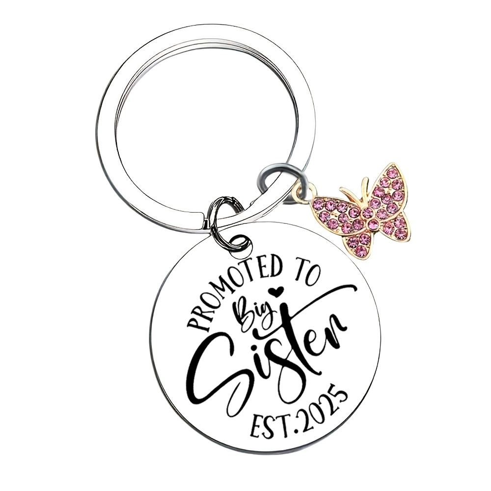 Cross-border good sister big sister stainless steel key ring butterfly key chain 2025 send good friends gifts